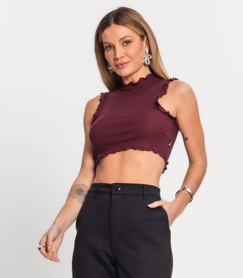 Regata Feminina Cropped Ribana Sublime Kohmar Vermelho