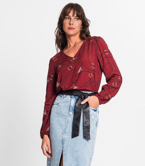 Camisa Manga Longa Feminina Em Viscose Endless Vermelho