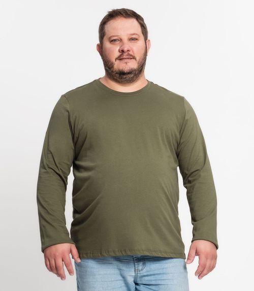 Camiseta Meia Malha Básica Plus Size Kohmar Verde