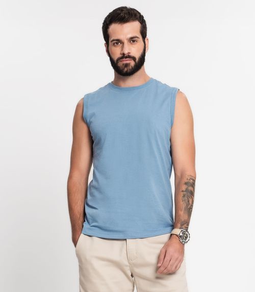 Regata Meia Malha Básica Masculina Kohmar Azul