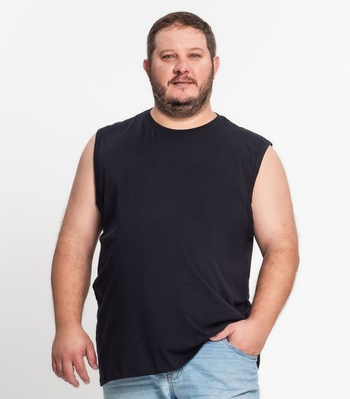 Regata Em Meia Malha Plus Size Masculina Kohmar Preto