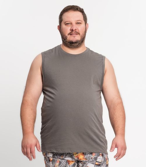 Regata Em Meia Malha Plus Size Masculina Kohmar Cinza