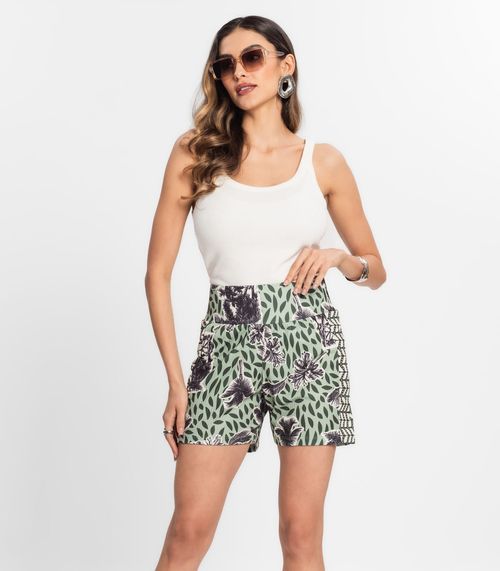 Shorts Feminino Ribana Canela Sublimada Dezali Verde