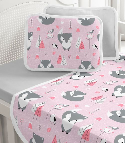 Jogo Cama Baby Estampado Vivaldi Rosa