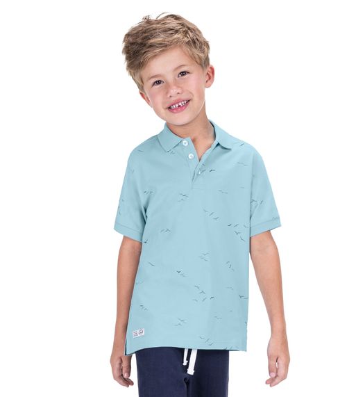 Camisa Polo Infantil Em Cotton Trick Nick Azul