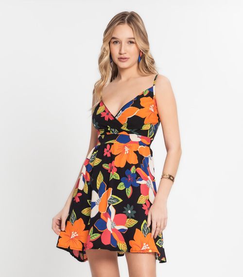 Vestido Feminino Estampado Curto Select Preto