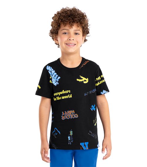 Camiseta Infantil Masculina Estampada Rovi Kids Preto