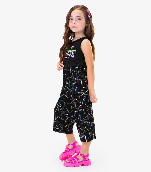 Conjunto Infantil Blusa Com Pantacourt Rovi Kids Preto