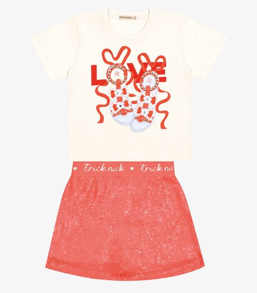 Conjunto Infantil Blusa Com Saia Trick Nick Laranja