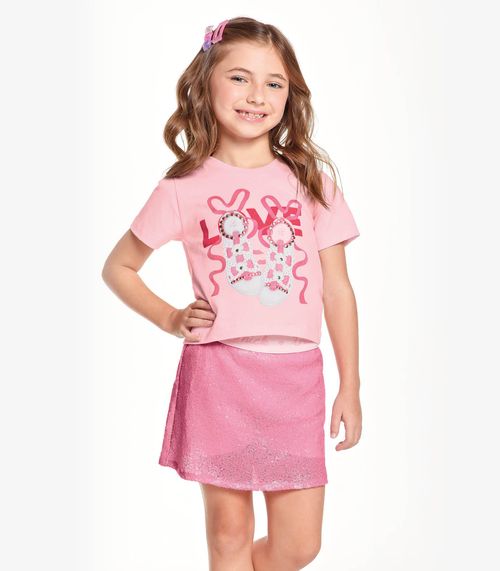 Conjunto Infantil Blusa Com Saia Trick Nick Rosa