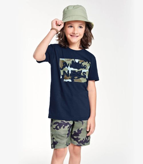 Conjunto Infantil Camiseta Com Bermuda Trick Nick Azul