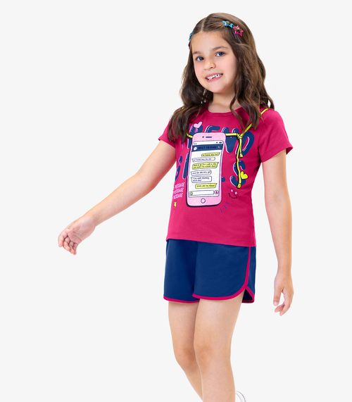 Conjunto Infantil Blusa Com Shorts Rovi Kids Rosa