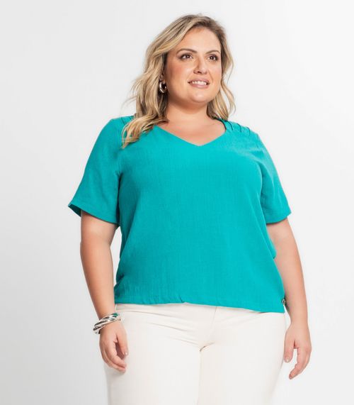 Blusa Manga Curta Feminina Plus Size Secret Glam Verde