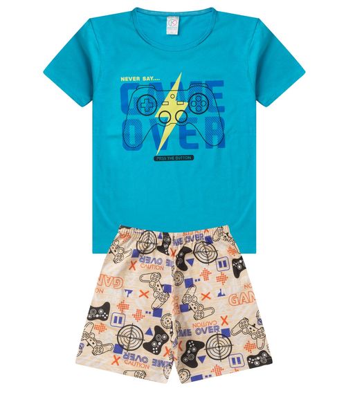 Pijama Infantil Masculino Manga Curta Kappes Azul