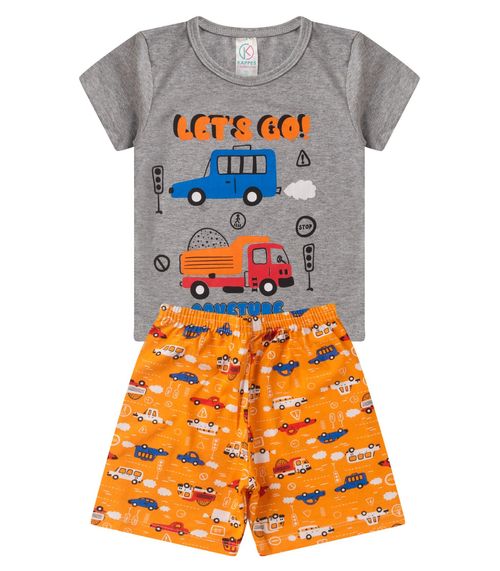 Pijama Infantil Mascuilno Manga Curta kappes Cinza