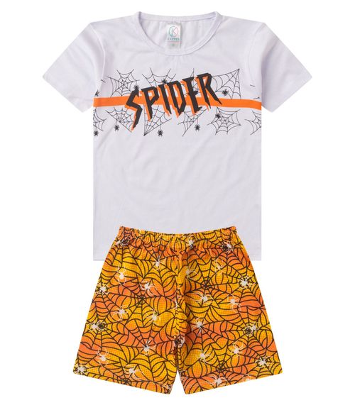 Pijama Infantil Mascuilno Manga Curta kappes Branco