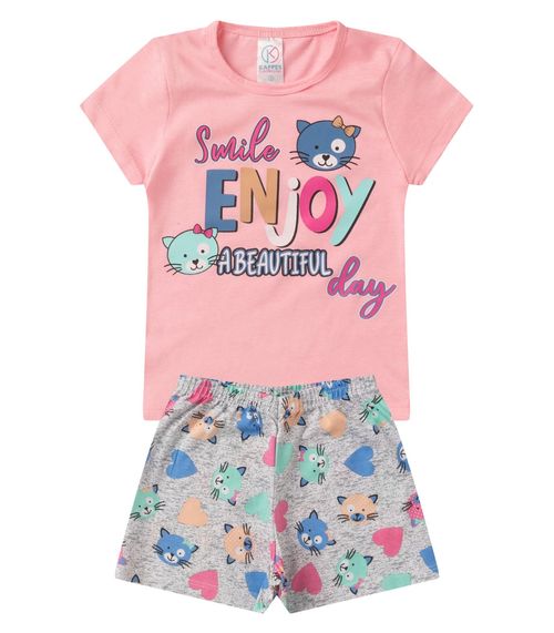 Pijama Infantil Menina Brilha no Escuro Kappes Rosa