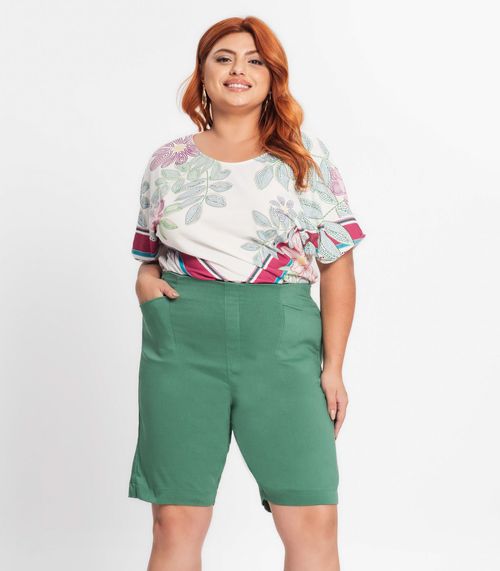 Bermuda Plus Size Em Bengaline Secret Glam Verde