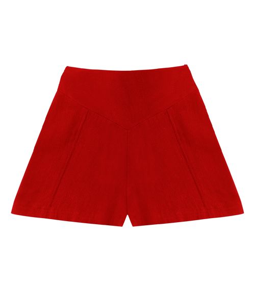 Shorts Juvenil Feminino Em Linho Minty Vermelho