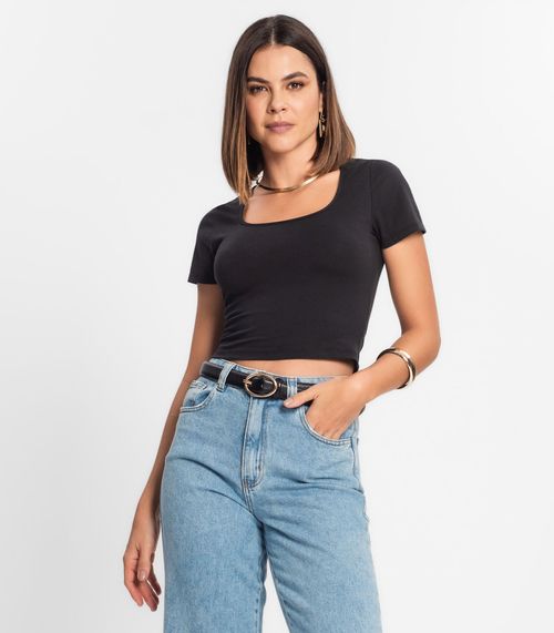 Blusa Cropped Feminina Rovitex Preto