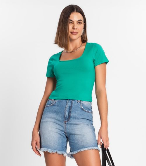 Blusa Cropped Feminina Rovitex Verde