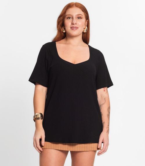 Blusa Feminina Plus Size Secret Glam Preto