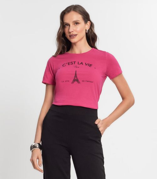 Camiseta Feminina Em Meia Malha Endless Rosa