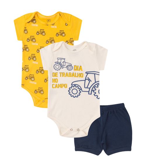 Kit Body Infantil Curto 3 Peças Kappes Amarelo