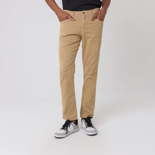 Calça Sarja 5 Pockets Slim Caqui