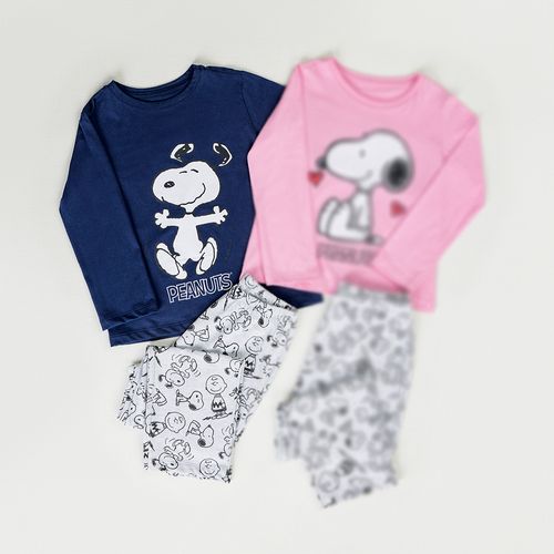 Pijama Manga Longa Infantil Snoopy Azul - Snoopy