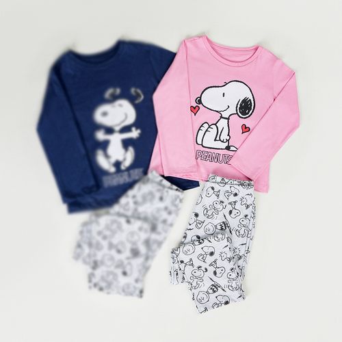 Pijama Manga Longa Infantil Snoopy Rosa - Snoopy