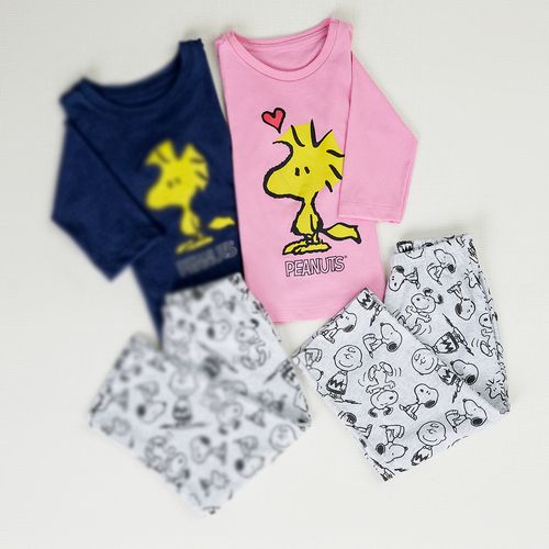 Pijama Manga Longa Infantil Snoopy Rosa - Snoopy