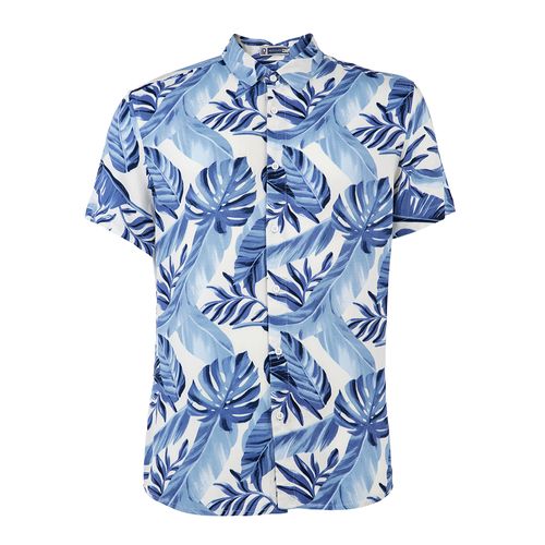 Camisa Mnaga Longa Full Print Azul - ID