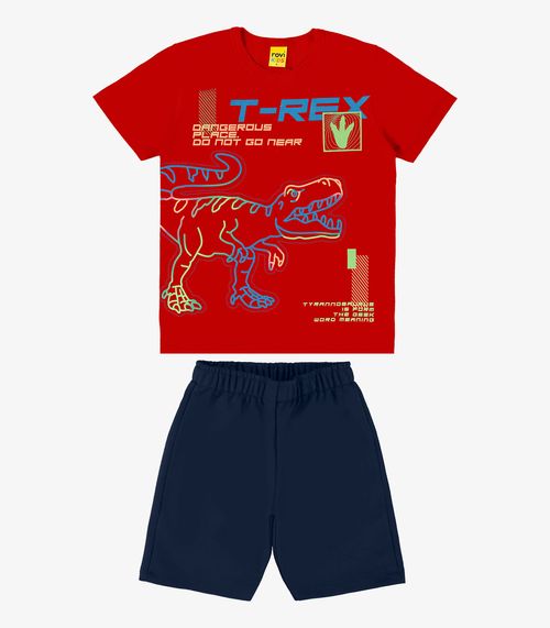 Conjunto Camiseta Com Bermuda Rovi Kids Vermelho