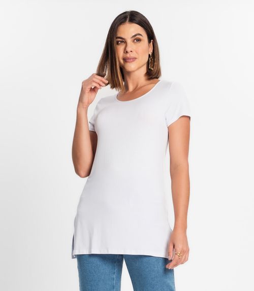 Blusa Básica Alongada Feminina Rovitex Branco