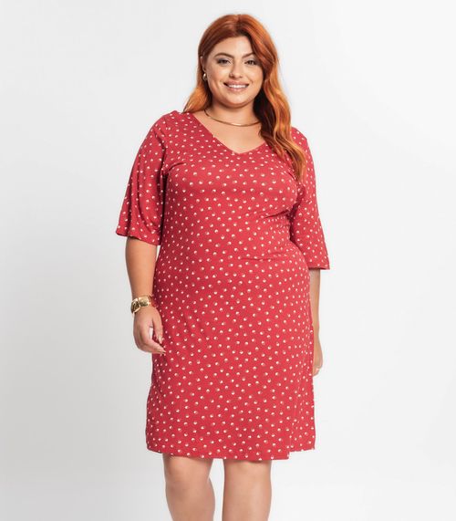 Vestido Feminino Plus Size Decote V Secret Glam Vermelho