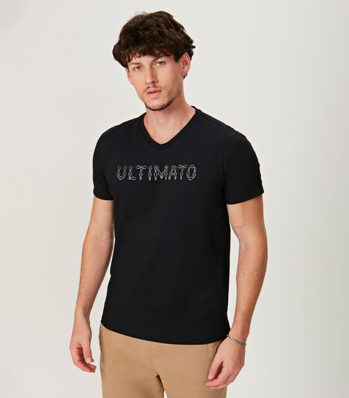 Camiseta Masculina Meia Malha Estampada Ultimato Preto