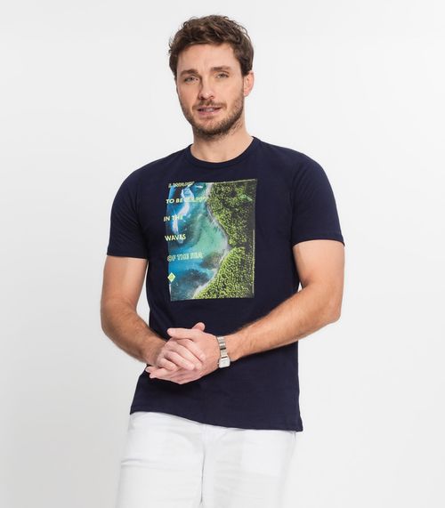 Camiseta Masculina Rovitex Azul