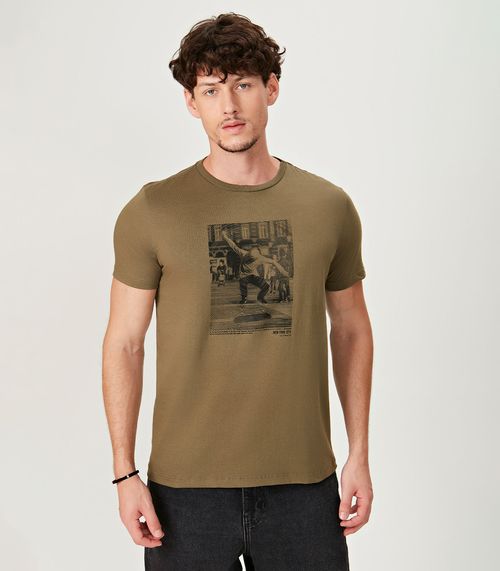 Camiseta Masculina Meia Malha Estampada Ultimato Verde