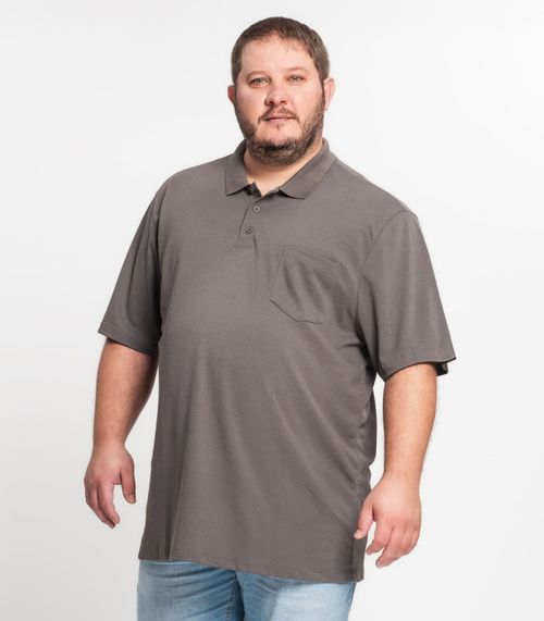 Camisa Polo Piquet Plus Size Masculina Kohmar Cinza