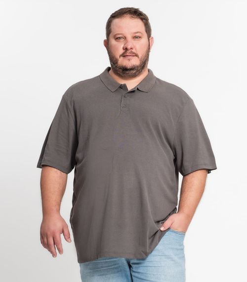 Camisa Polo Piquet Plus Size Masculino Kohmar Cinza