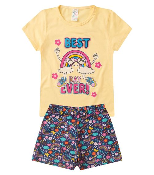 Pijama Infantil Menina Kappes Amarelo