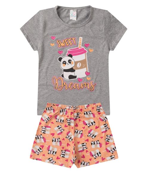 Pijama Infantil Menina Brilha no Escuro Kappes Cinza