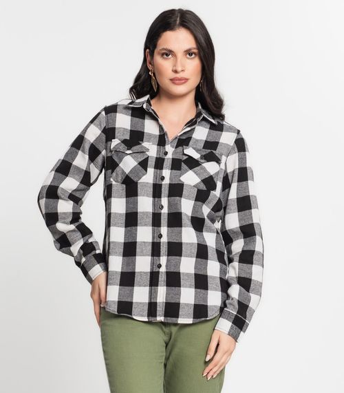 Camisa Xadrez Feminina Flanelada Sea Surf Branco