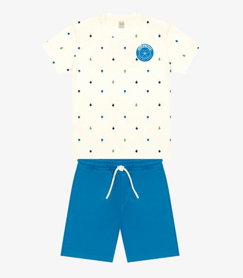 Conjunto Infantil Camiseta Com Bermuda Trick Nick Bege