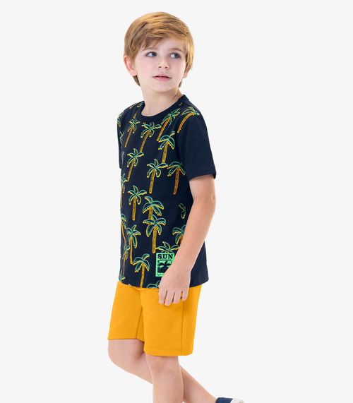 Conjunto Infantil Camiseta Com Bermuda Rovi Kids Azul