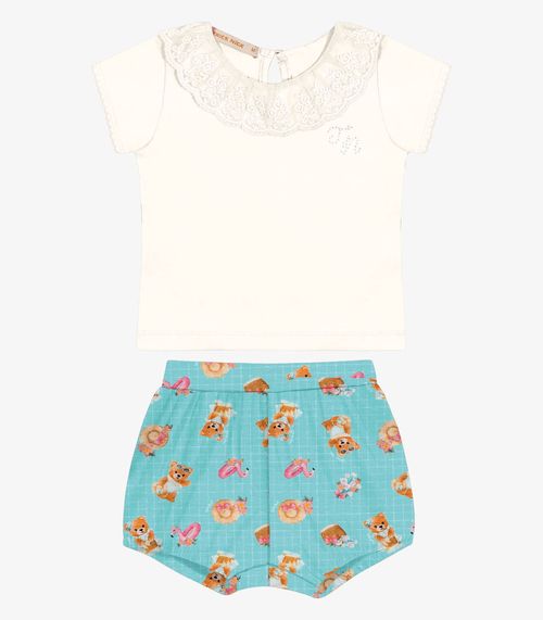 Conjunto Infantil Blusa Com Shorts Trick Nick Azul