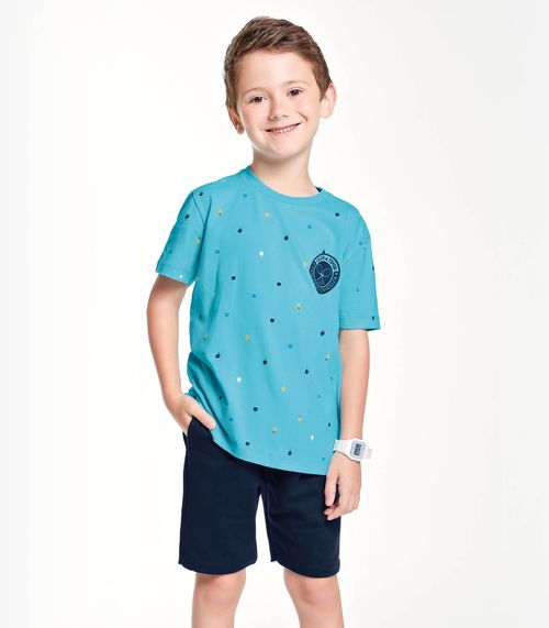 Conjunto Infantil Camiseta Com Bermuda Trick Nick Azul