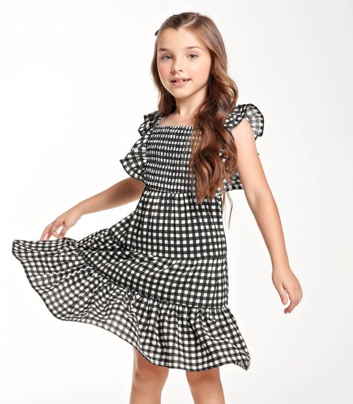 Vestido Infantil Xadrez Trick Nick Preto