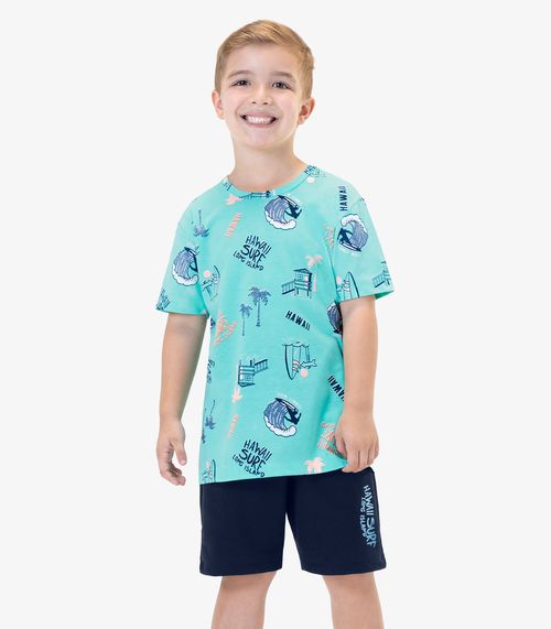 Conjunto Infantil Camiseta Com Bermuda Rovi Kids Azul